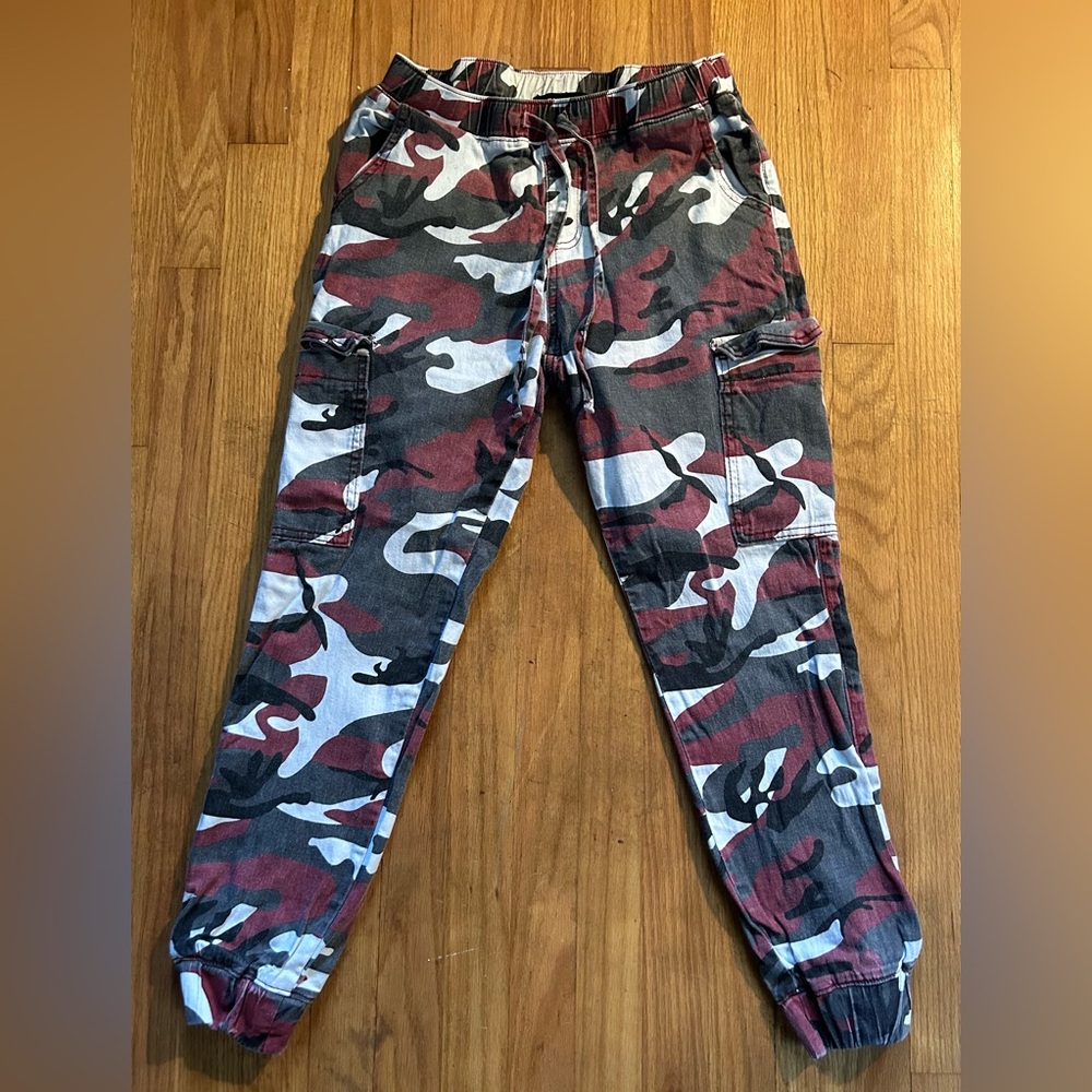 Women's red camo cargos